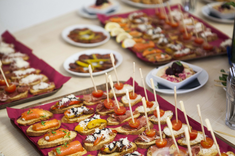 Canapés at the Indulge rebrand party